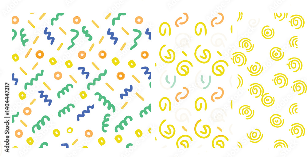 Aufkleber abstract repetitive pattern vector | three vibrant designs with dynamic shapes and colors