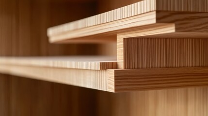 Carpenter assembling wooden shelf. Featuring carpentry and furniture assembly