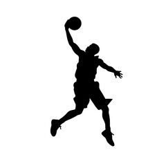 Obraz premium Basketball Player Silhouette Jump Shot Dunk – Vector Sports Illustration