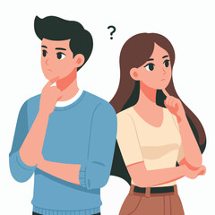 vector men and women thinking about something