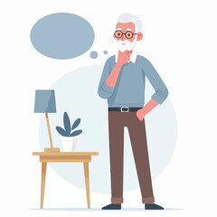 vector old men thinking about something