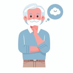 vector old men thinking about something