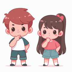 vector kids thinking about something