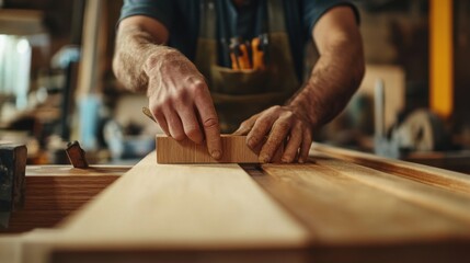 Carpenter building a wooden shelf. Featuring carpentry and home improvement