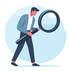 vector man looking something with magnifying glass