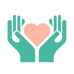 Obraz premium Turquoise Hands Holding Peach Heart, Minimalist Vector Illustration.