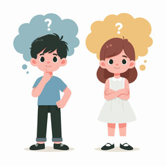 vector kids  thinking something  flat design