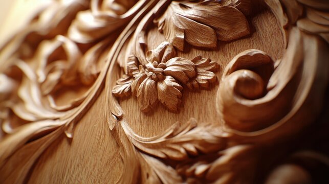Carpenter carving wood detail. Featuring fine woodworking and craftsmanship