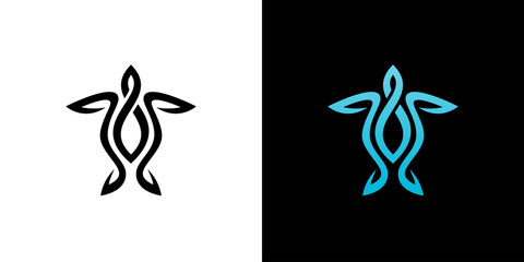 turtle outline logo vector icon illustration