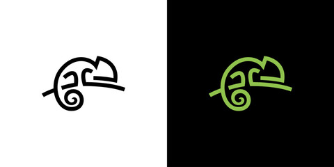 chameleon outline logo vector icon illustration