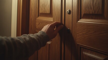 Carpenter constructing wooden doors. Featuring carpentry and door construction