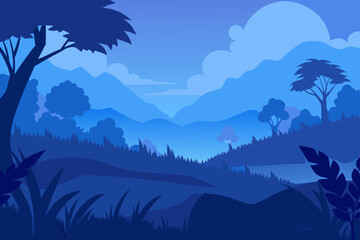 landscape with mountains and trees
