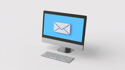 Modern Email Communication on Desktop Computer Still Life
