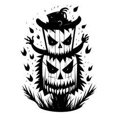 Stylized Spooky Scarecrow Silhouettes for Halloween