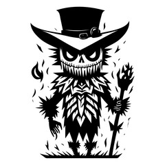 Silhouette Spooky Figure with Hat and Trident