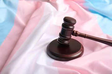 Judge gavel on transgender flag
