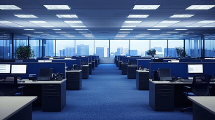 Fototapeta premium Functional office layout promoting collaboration and efficiency.