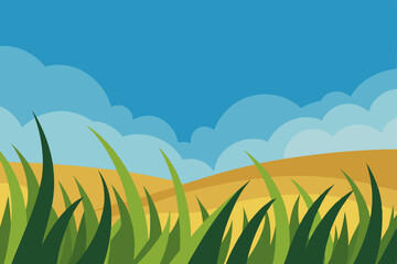 green grass and blue sky