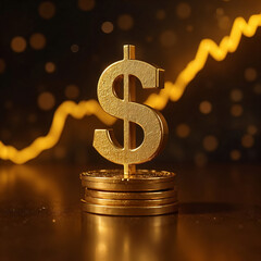 The dollar symbol made of gold