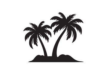  Silhouette of palm tree set vector illustration isolated on white background.