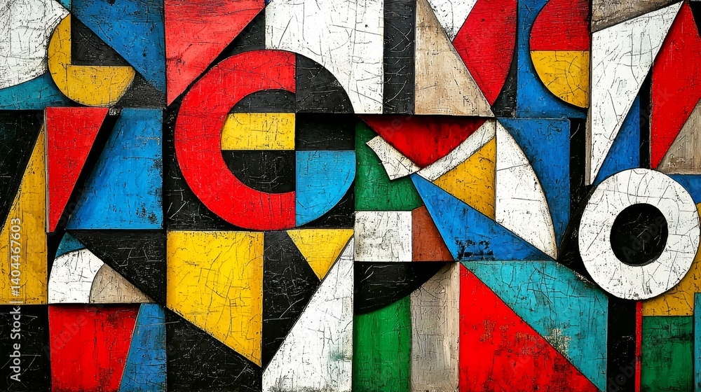 Poster vibrant abstract design featuring geometric patterns