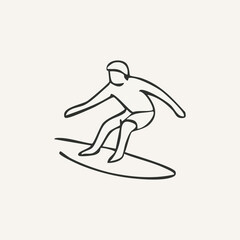 vector illustration of surfing elements in one line style