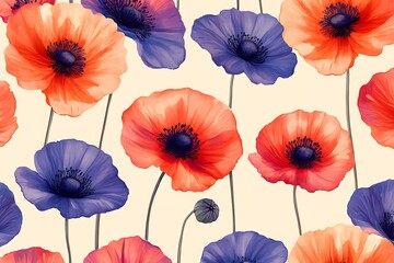 Floral Poppy Pattern Background