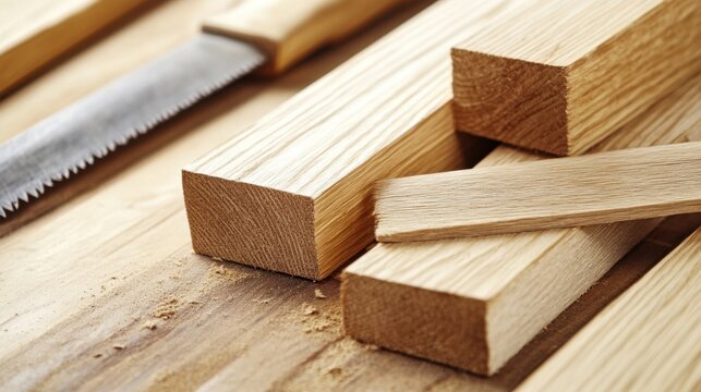 Carpenter cutting wooden planks. Featuring carpentry skills and cutting wood