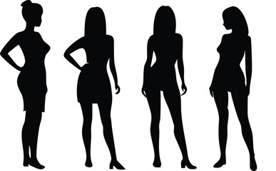 Fototapeta premium Four Standing Women Silhouette Collection