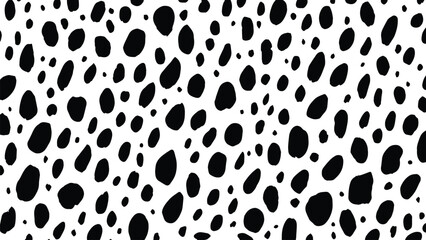 Hand drawn dalmatian print vector. Abstract black and white spots pattern background.