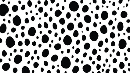 Hand drawn dalmatian print vector. Abstract black and white spots pattern background.