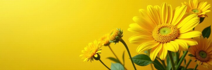 Fototapeta premium Vibrant yellow floral graphic, symbolizes self-acceptance , blossom, summer