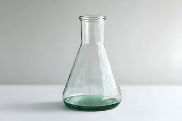 Empty Erlenmeyer Flask on White Background Minimalist Studio Shot