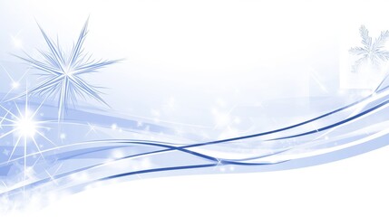 Sparkling Blue and White Abstract Background with Snowflakes and Stars for Winter and Holiday Themes