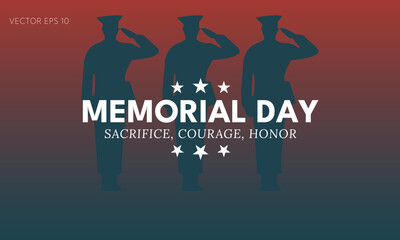 Saluting Soldiers with Sacrifice Courage Honor Message on Patriotic Gradient