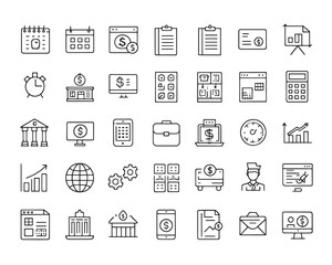 Flat Line Icons for Accounting Related Work