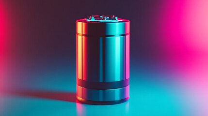 Fototapeta premium Futuristic battery in vibrant neon glow
