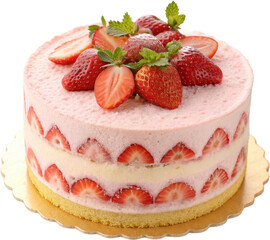 Multilayered strawberry shortcake with fresh fruit
