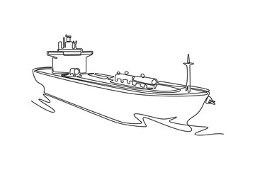 Sea ​​transportation concept. Single line draw design. Vector graphic illustration