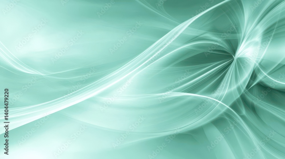 Aufkleber soft green abstract waves with smooth fluid motion and gentle light effects for background or design