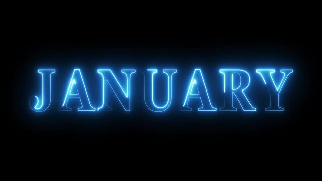  Neon glowing calendar text animation.