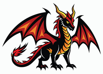 Colorful dragon vector design illustration in white background