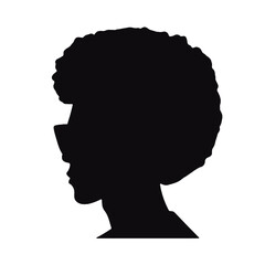 Male Silhouette Profile with Afro Hair and Beard – Vector Illustration