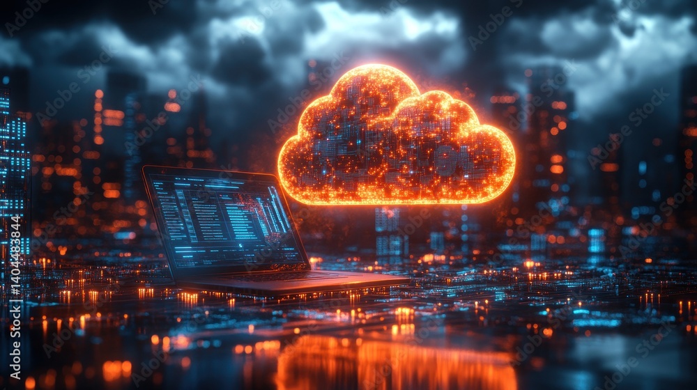 Poster cloud computing: digital transformation in a modern cityscape