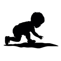 Baby Silhouette Crawling &ndash; Child Outline Vector Illustration