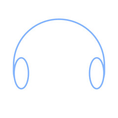 Headphone earphone musik icon web hand draw line cute cartoon illustration for decoration blue pattern or creative idea