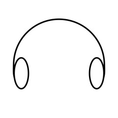 Headphone earphone musik icon web hand draw line cute cartoon illustration for decoration black pattern or creative idea