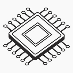 Clean Silhouette of Microchip Modern Digital Symbol