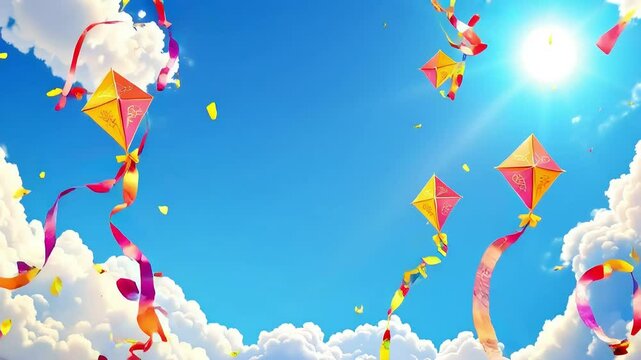 abstract background with colorful kites, happy makar Sankranti concept