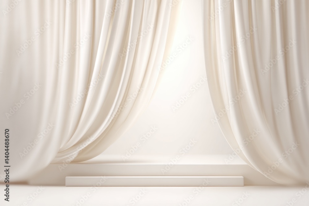 Aufkleber minimalistic clean image of empty podium surrounded by soft elegantly draped curtains